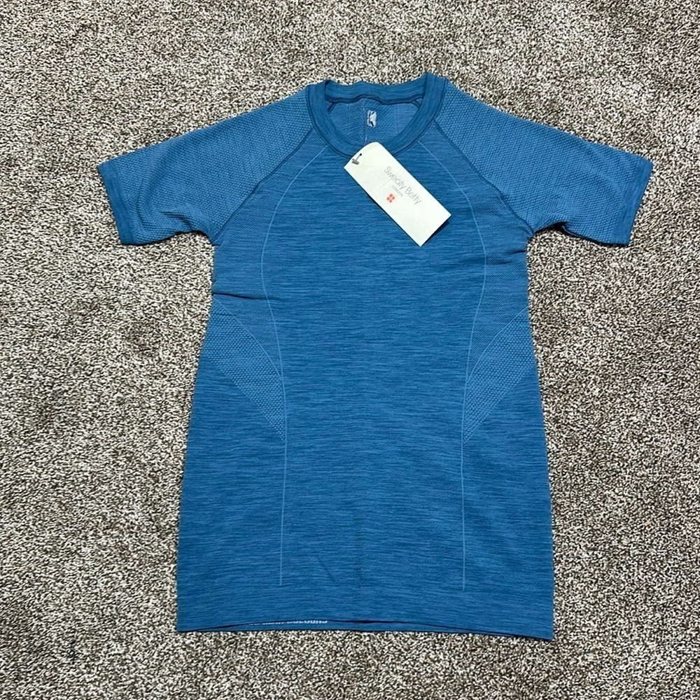NWT Sweaty Betty London athlete seamless t-shirt stellar blue XS - Picture 1 of 8